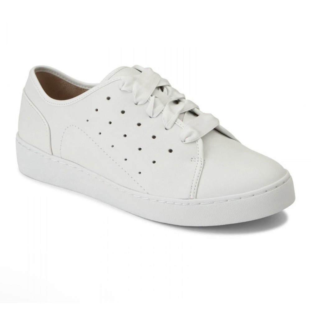 Vionic Sneaker Keke Womens 7 Wide White Leather Lace Up Shoe New